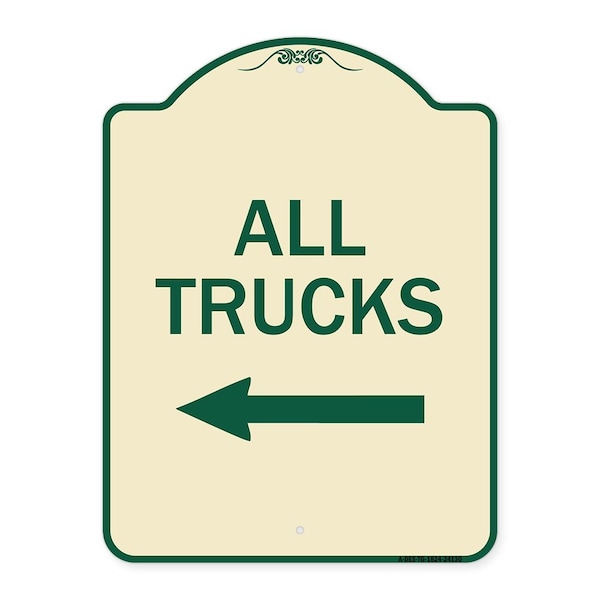 Signmission Driveway All Trucks W/ Left Arrow Heavy-Gauge Aluminum Architectural Sign, 24" x 18", TG-1824-24130 A-DES-TG-1824-24130 - main